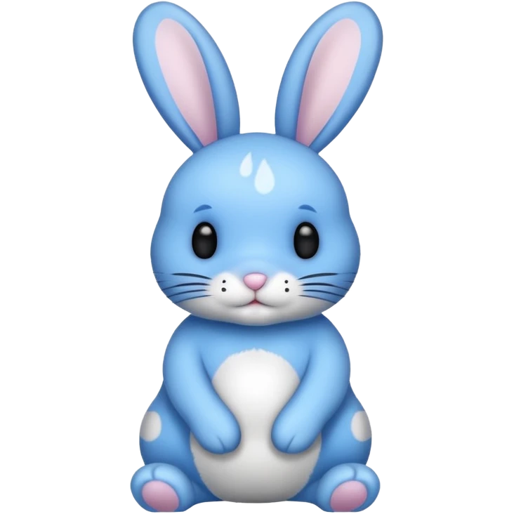 A blue bunny with big black polka dots around the bunnies body emoji