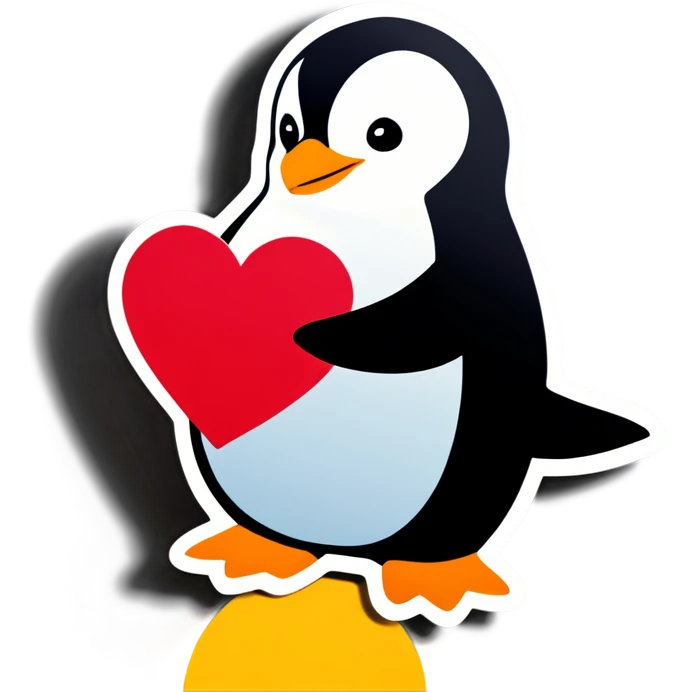 Penguin with a heart emoji