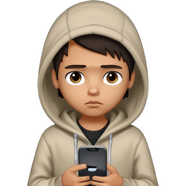 a PRETTY BRATZ boy using his phone and looking sad emoji
