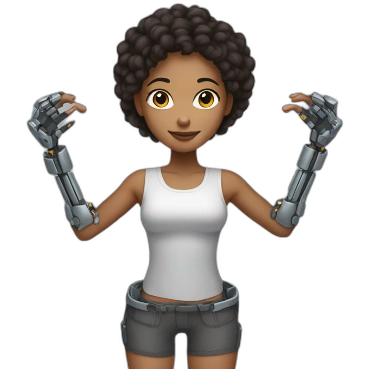 mixed girl with robot arms emoji
