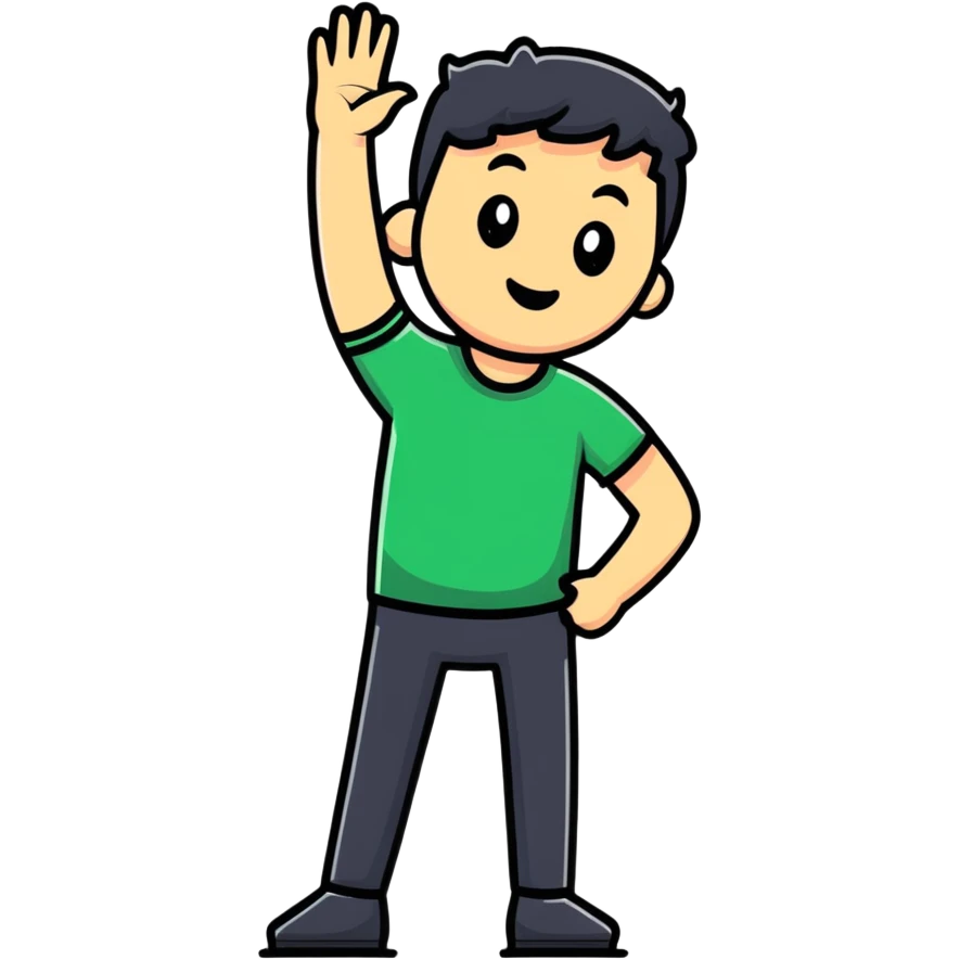 man with one hand raised emoji