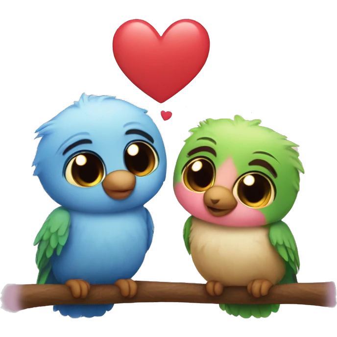 Love between cub teddy and lovebird emoji