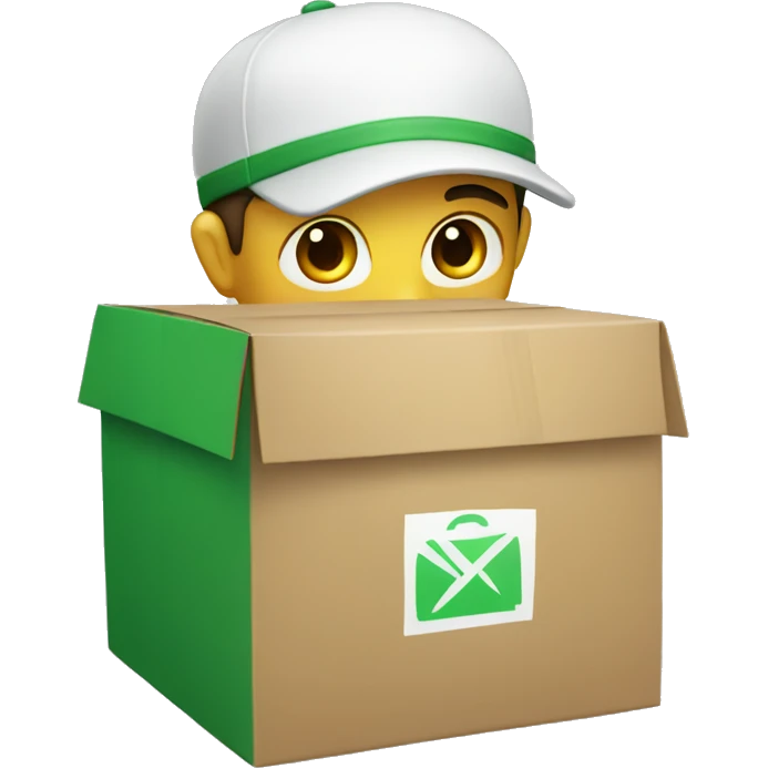 White Courier with a green parcel emoji