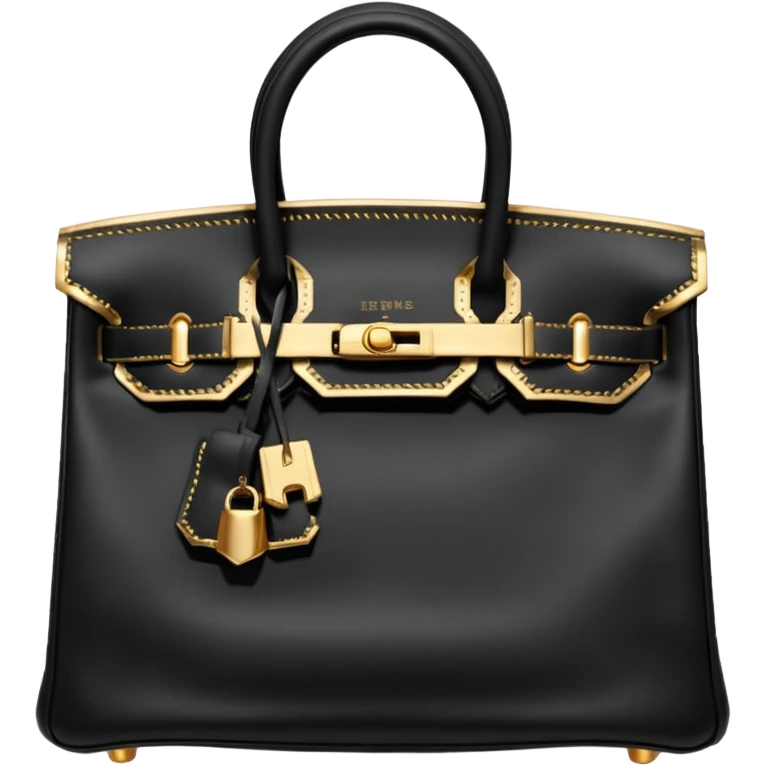 black hermes birkin with gold stitching bag emoji