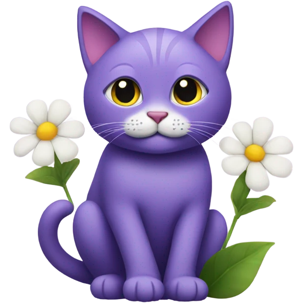 Purple cat with a flower emoji