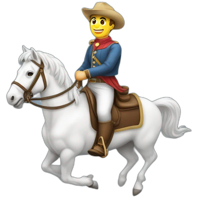 Homme galope sur cheval blanc longue crinière emoji