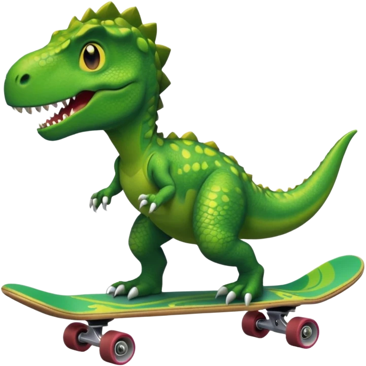 Dinosaur on a skateboard emoji