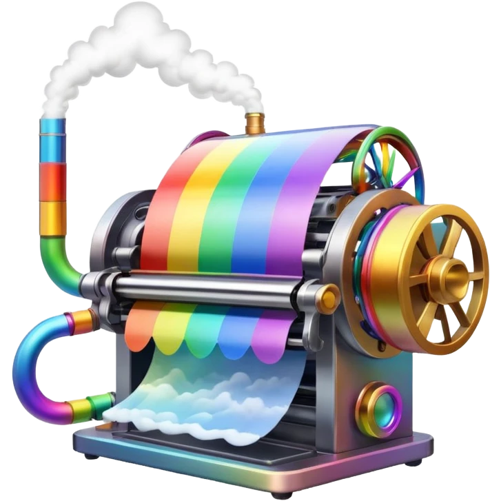 Rainbow creating  machine  with smoke coming out  emoji