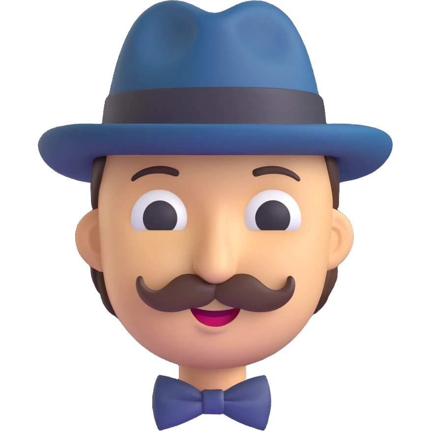 Ruben Blades as an emoji, smiling, wearing a fedora hat, mustache, Latin musician vibe emoji