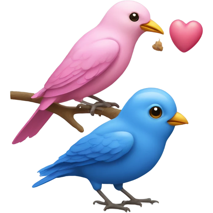 Blue bird feeding a pink bird emoji