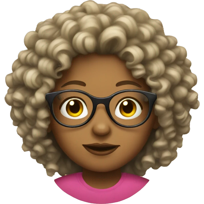 Female round glasses high curly hair emoji