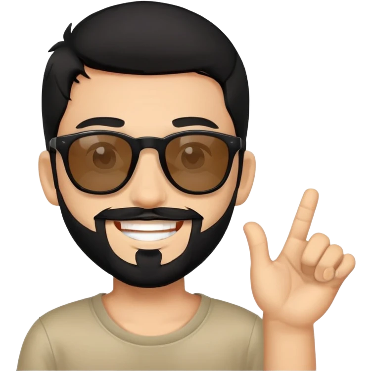 grinning boy in sunglasses black hair black beard emoji