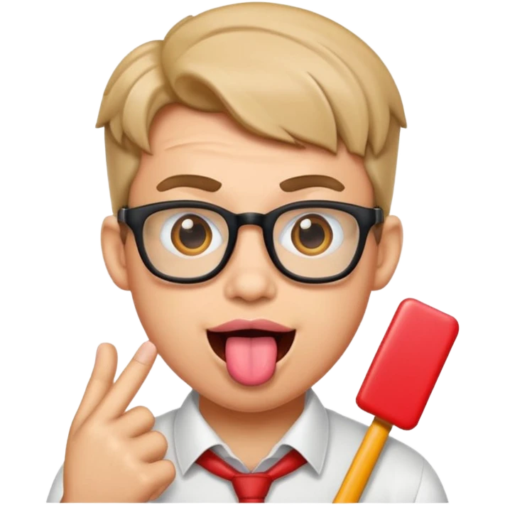 A nerd having his tounge out emoji