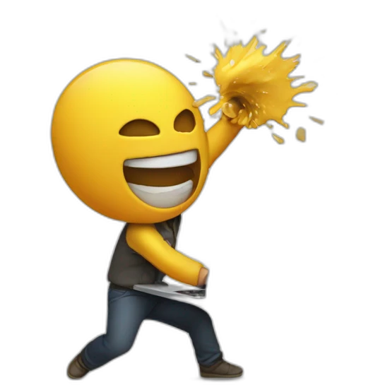 developer smashing macbook emoji