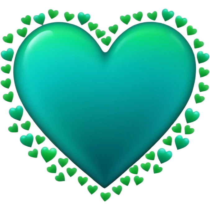 emoji: teal and neon green gradient heart with NYE celebration confetti from behind. emoji
