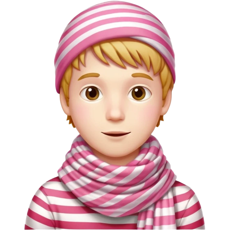 Strawberry boy with pink and white stripped scarf  emoji