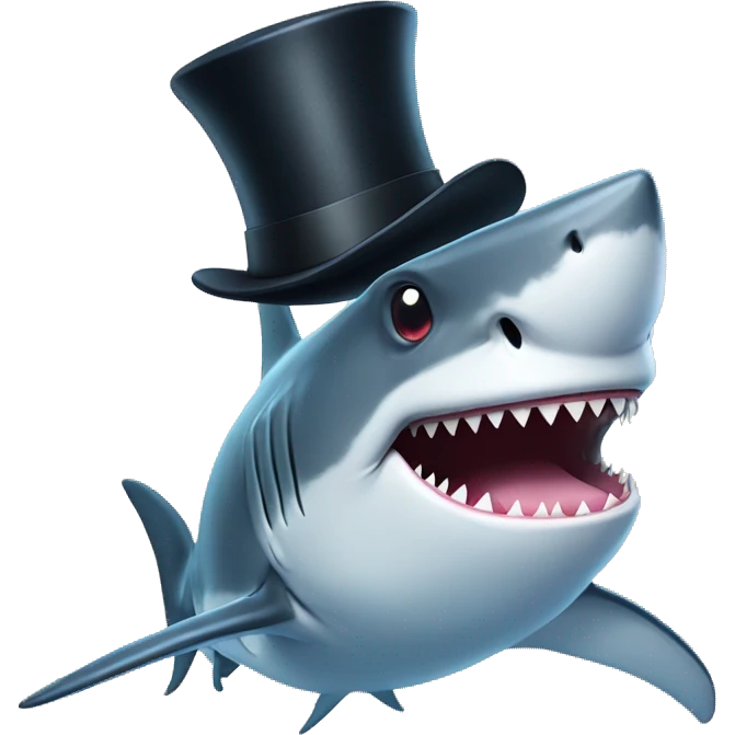Shark with a top hat emoji