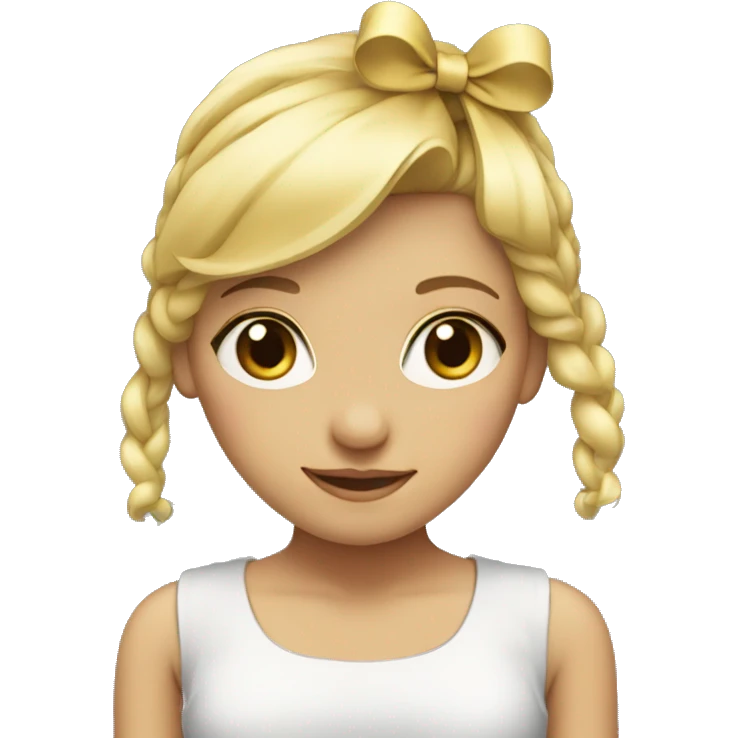 blonde girl standing backwards with a bow on her head emoji