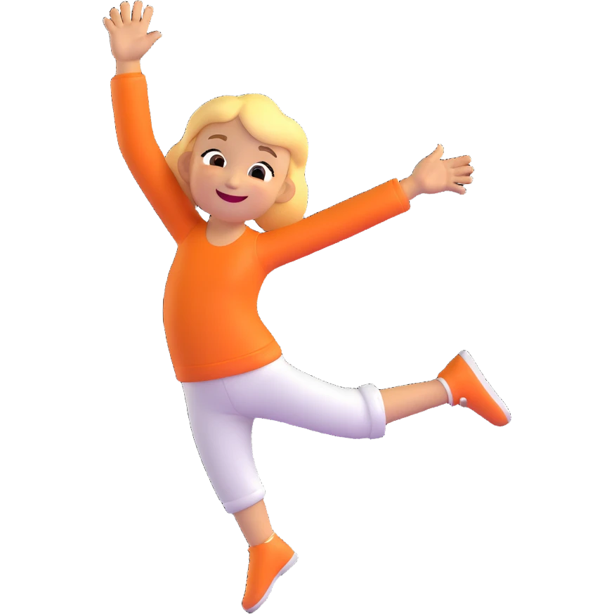 character doing a happy dance emoji