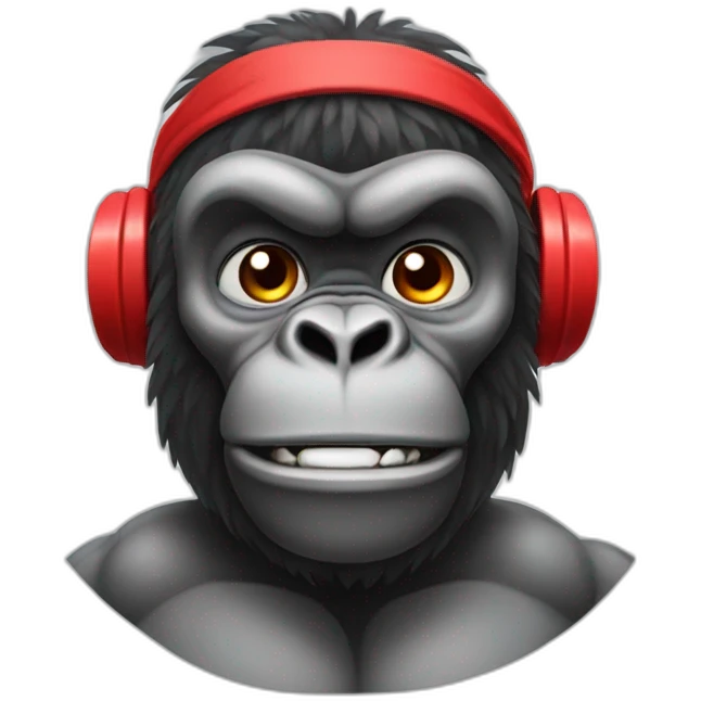 Gym gorilla with a red headband on emoji