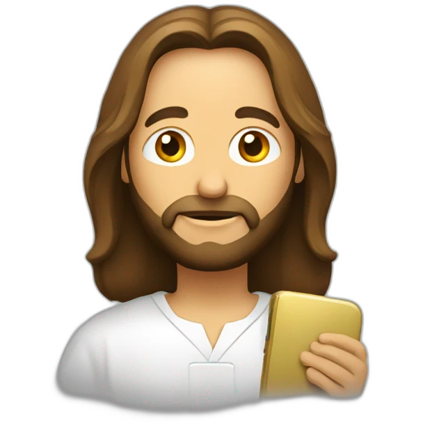 jésus avec un téléphone emoji