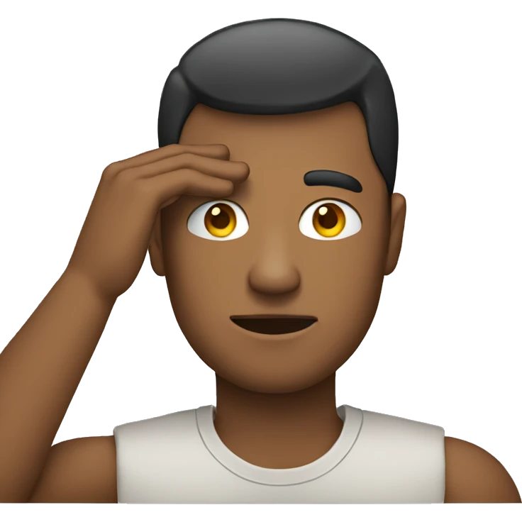 a man with one hand covering one eye emoji