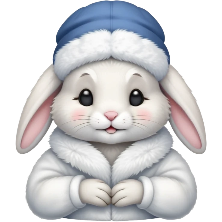 A sleepy cute rabbit with night cap saying goodnight emoji