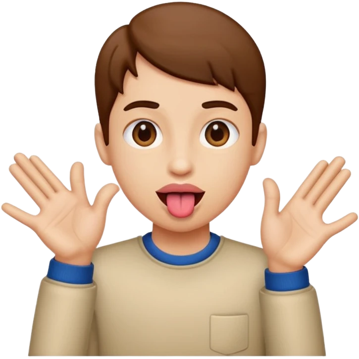 tounge out with hands to the side emoji