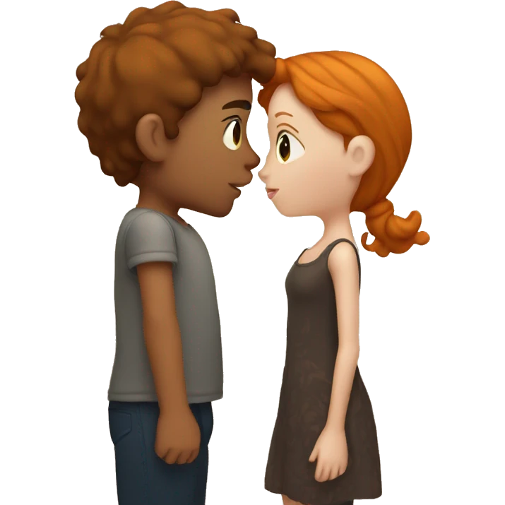 ginger girl kissing brunette boy emoji