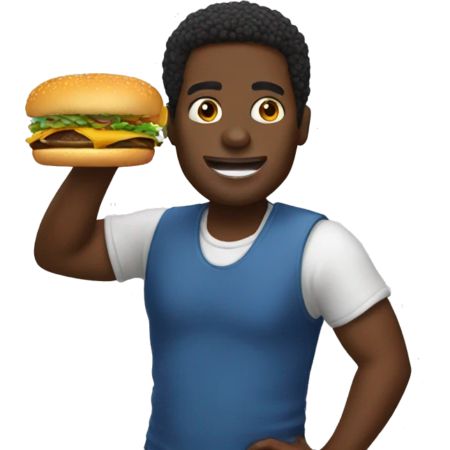 black guy eating burger  emoji