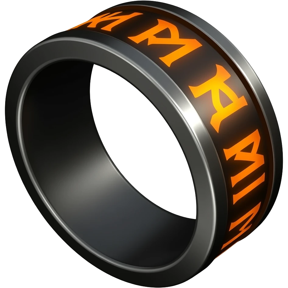 Black ring with Glowing runes emitting orange glow emoji