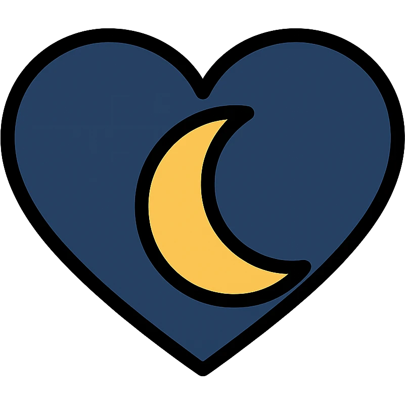 heart with a crescent moon inside, midnight blue colors emoji