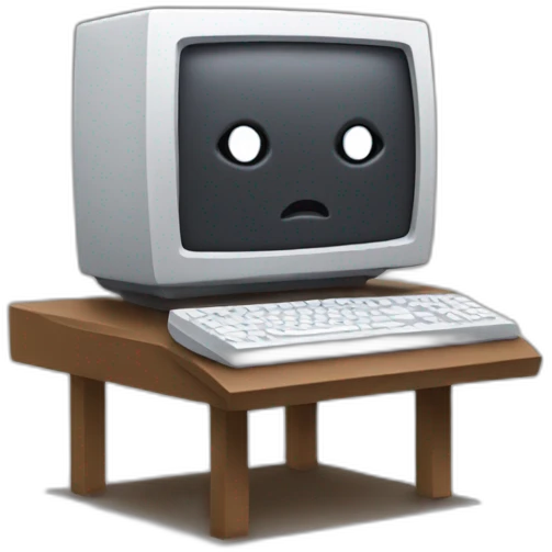 Computer with a face, arms and legs emoji