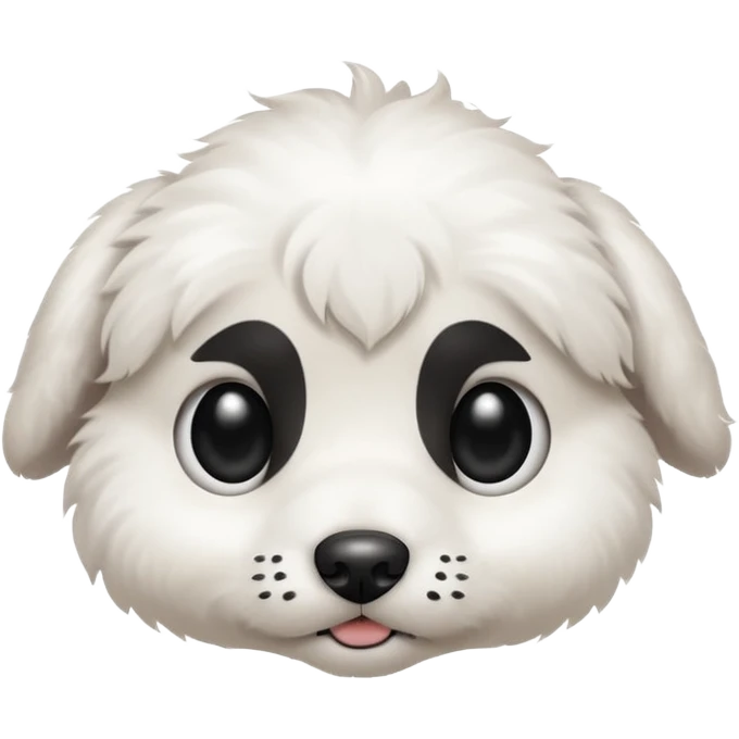 white puppy with a black dot in the eye emoji