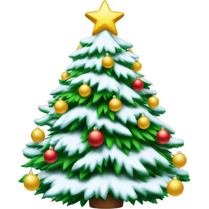 Snowy Christmas tree with nice decorations  emoji