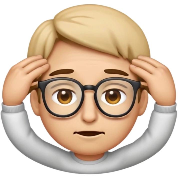 emoji where the hand is pinching the bridge of the nose, eyes squinting shut, and glasses on top of head emoji