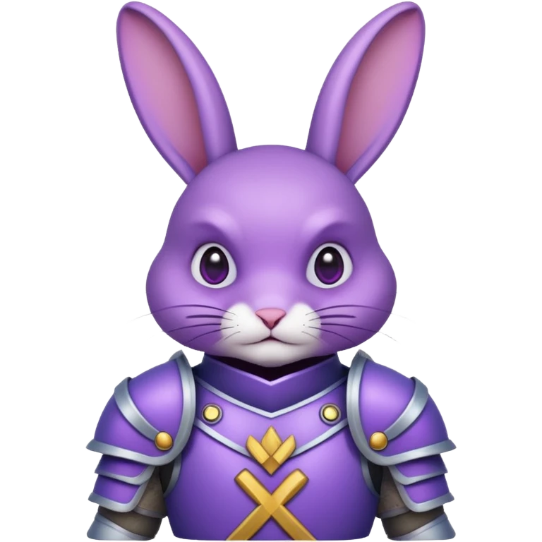 conejo morado con x en los ojos con armadura  emoji