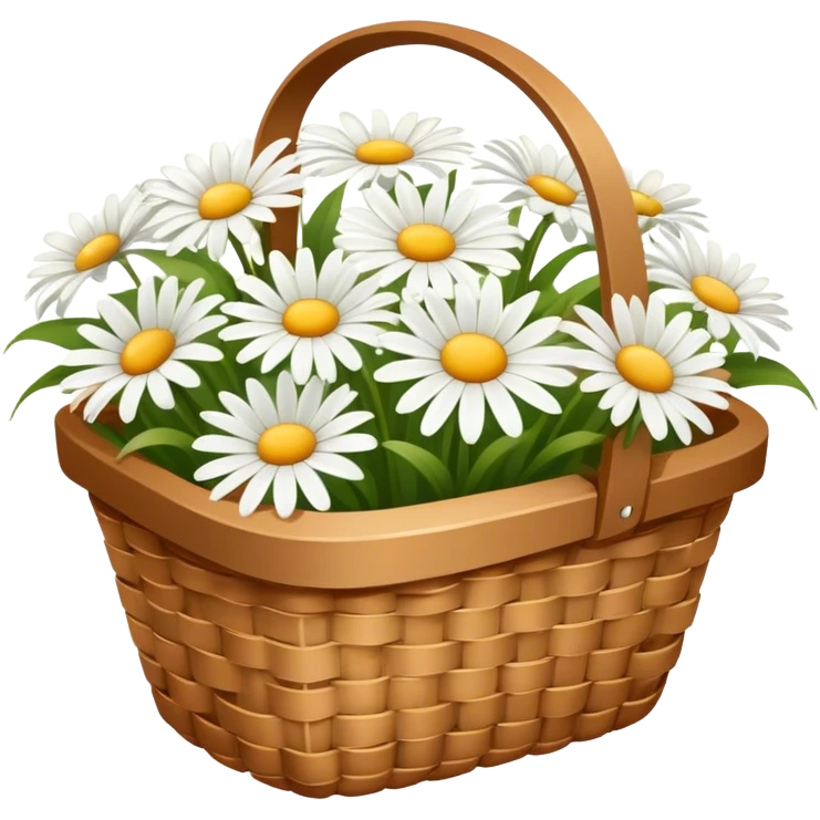 light brown basket with white daisies emoji