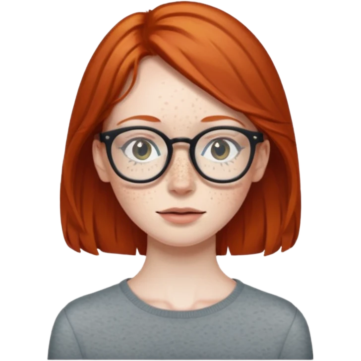 Skinny red head with glasse emoji