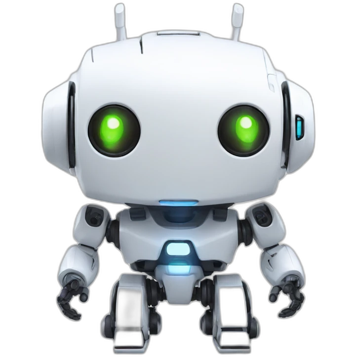 friendly white combat robot with led smile emoji