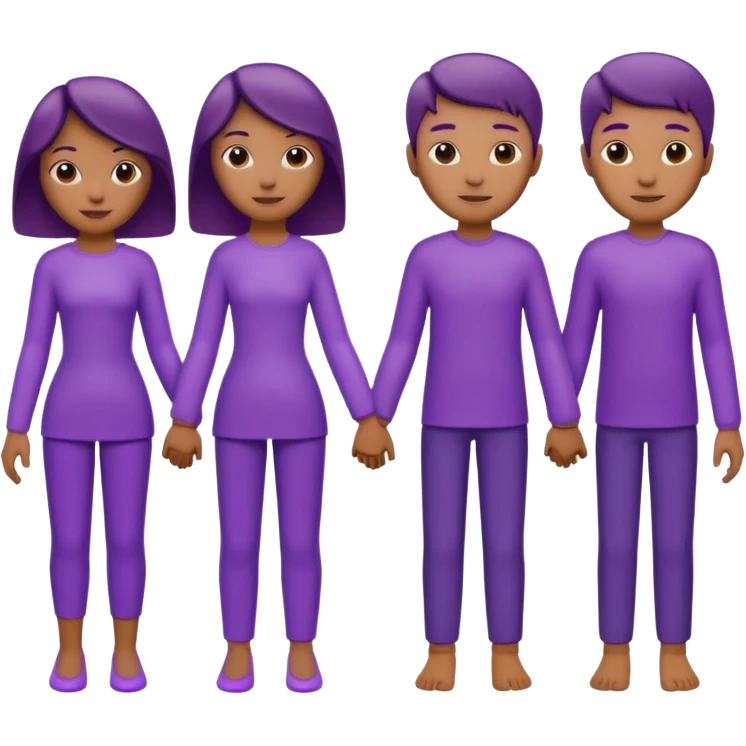 purple group without eyes and nose  holding hands emoji