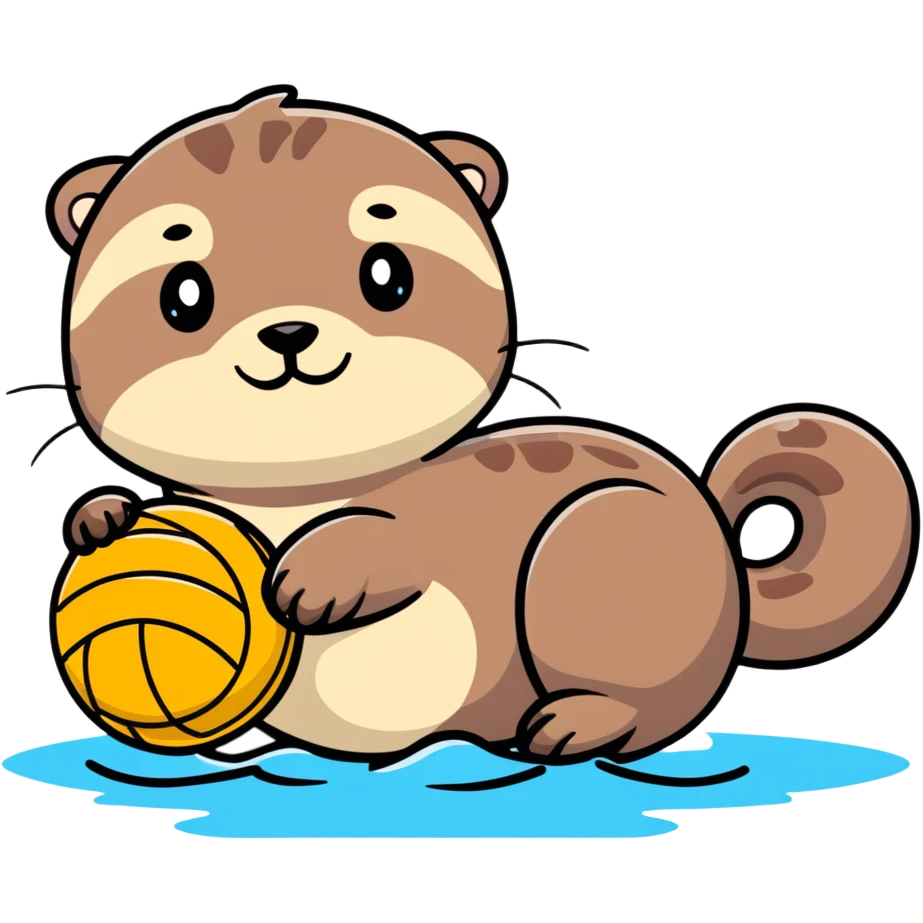super cute otter relaxing on its back on water with a volleyball balanced on its belly emoji