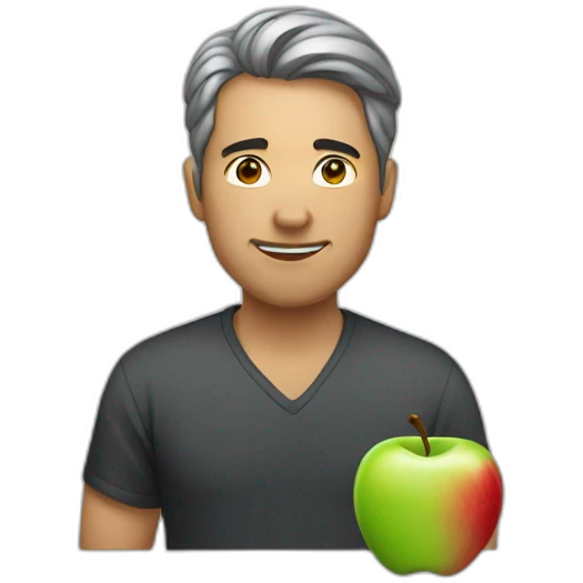 man with apple emoji