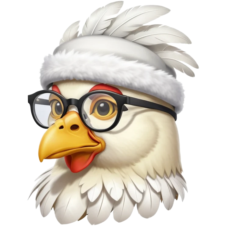 chicken wearing a hat and glasses emoji