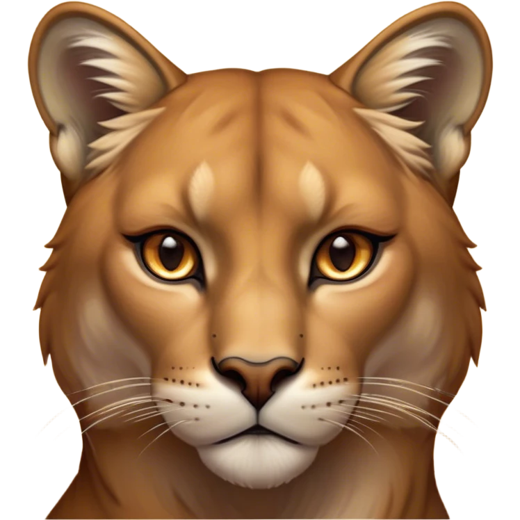 Cinematic Noble Cougar Portrait Emoji, Poised and regal, with a lithe, muscular build and a sleek, tawny Fur with subtle dark accents, deep-set soulful amber eyes, Simplified yet sharp and sophisticated features, highly detailed, glowing with a warm, dignified glow, high shine, intelligent and stealthy, stylized with an air of wild elegance, focused and attentive, soft glowing outline, capturing the essence of a watchful and confident predator, so majestic it feels as though it could silently pounce out of the screen with effortless authority! emoji