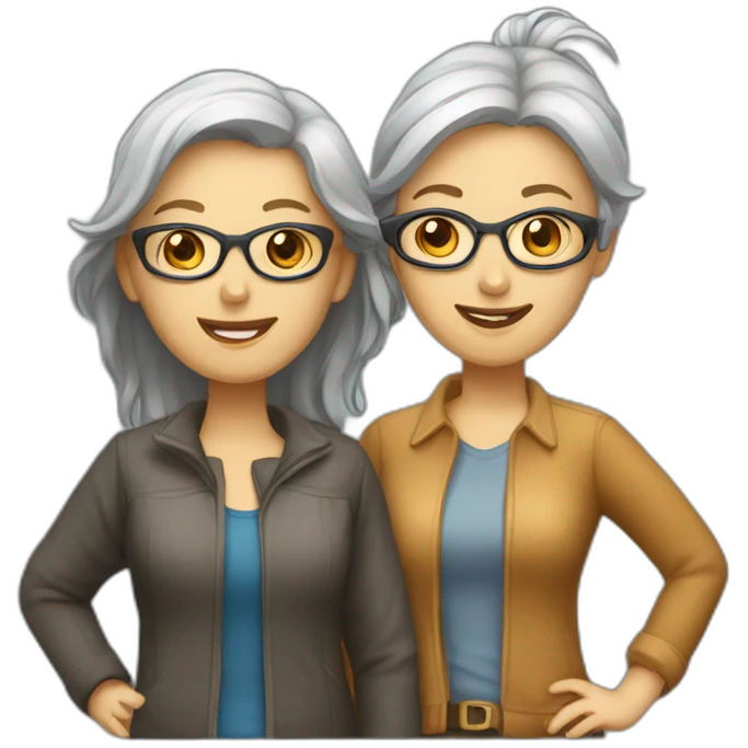 two senior software developer female friends emoji