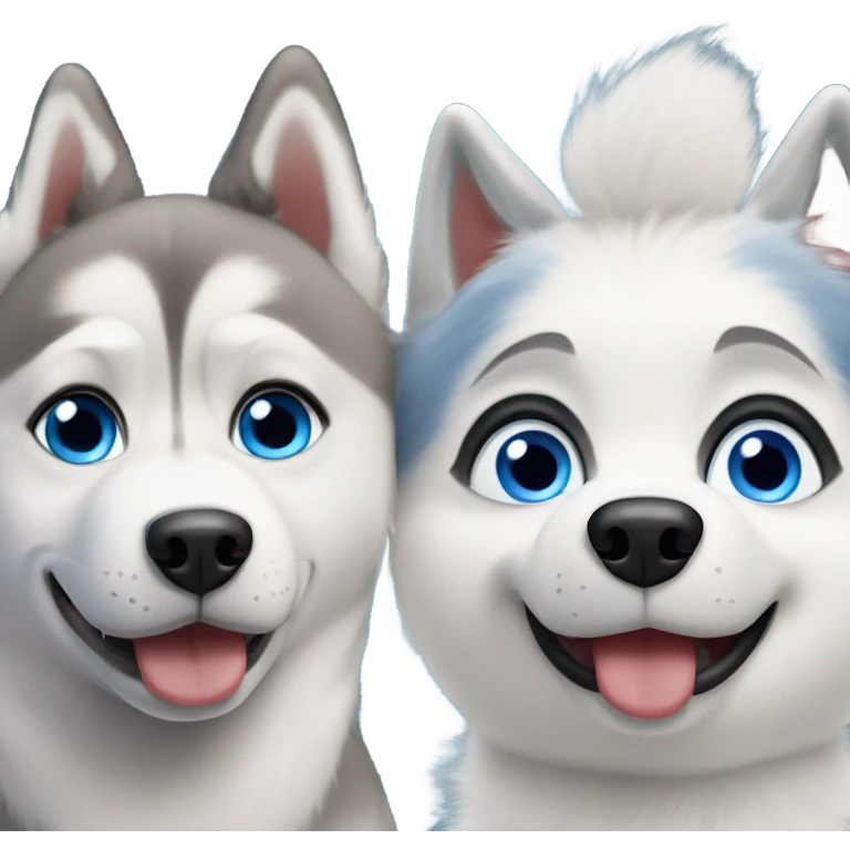 husky and alaskan eskimo dog with blue eyes emoji