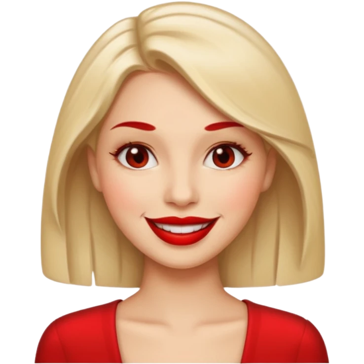 female communications operator with red lipstick emoji