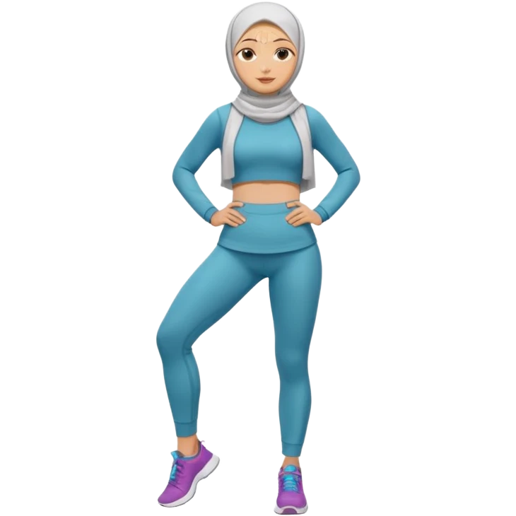 High resolution full body of a girl wearing a hijab and is a fitness trainer emoji