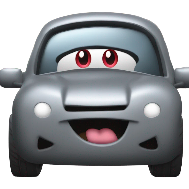 Metal cute mad Kirby Gray ball driving on car wheels with mad eyebrows game emoji